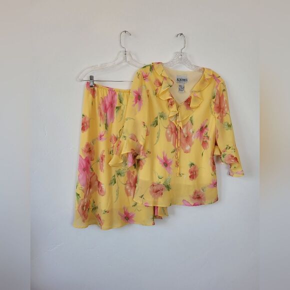 Vintage Just In Thyme Floral Skirt Set Yellow Fairy Cottage Bloomcore 12 Petite - Picture 4 of 9